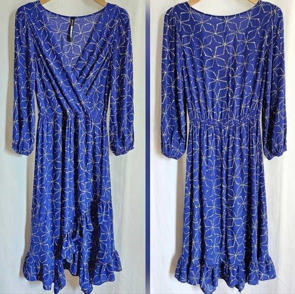 Anthropologie x Plenty by Tracy Reese Aleah Blue & White Floral Midi Dress - Picture 6 of 15